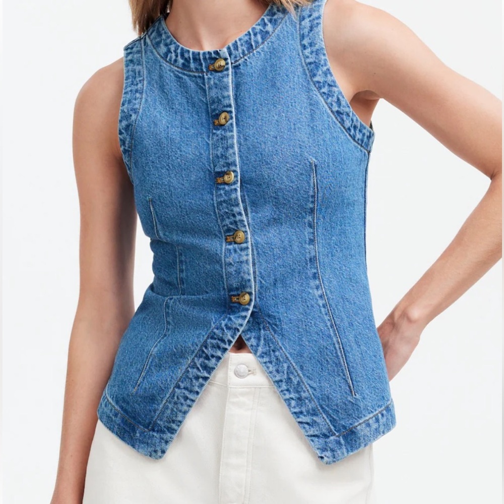 Madewell Denim Crewneck Vest